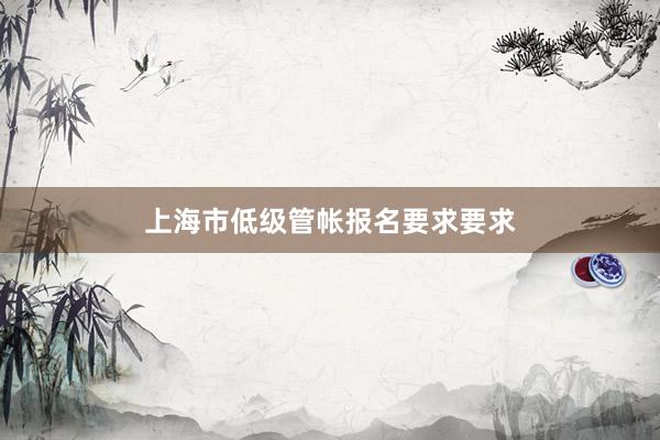 上海市低级管帐报名要求要求