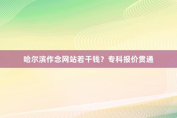 哈尔滨作念网站若干钱？专科报价贯通